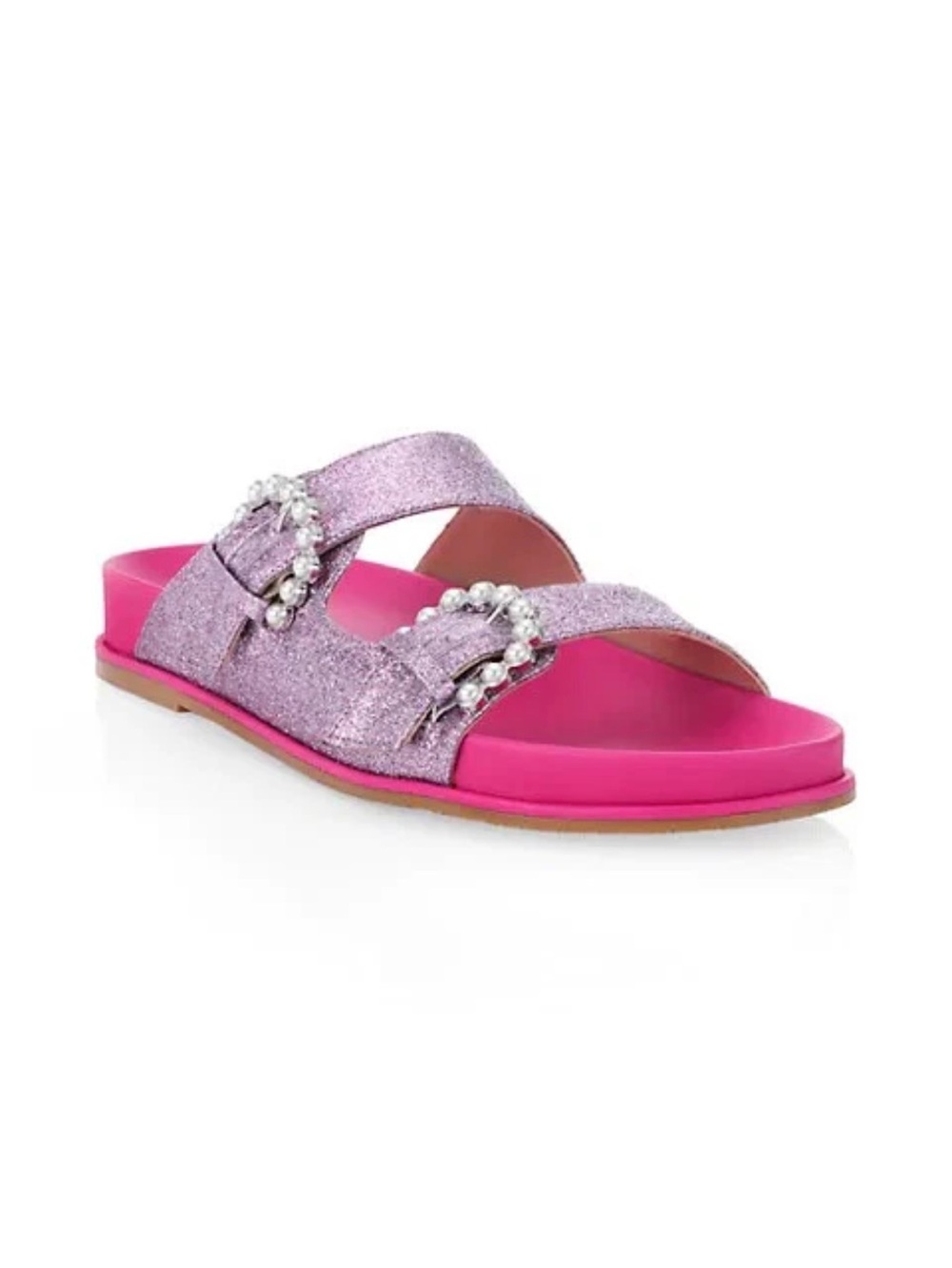 NEW STUART WEITZMAN PIPER GLITTER ROSE SLIDE SANDALS 6.5 7.5 SEE DESCRITION